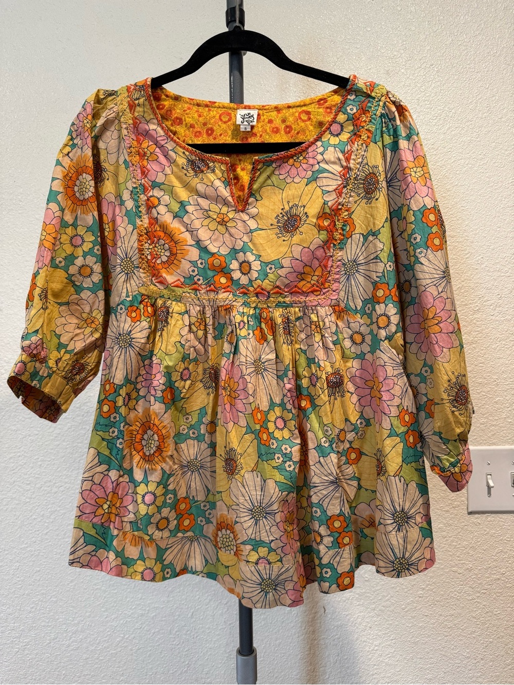 ivy jane Yellow Multi Floral Peasant Blouse